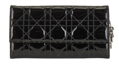 Christian Dior Lady Dior Cannage Wallet, £350, Accessories, Black, Patent Leather, Front view